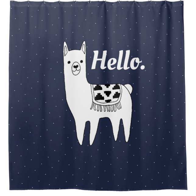 Rideaux De Douche Trendy Llama Sketch & White Dots Hello (Devant)