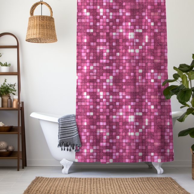Rideaux De Douche Trendy Valentine Hot Pink Disco Style Square (Créateur téléchargé)