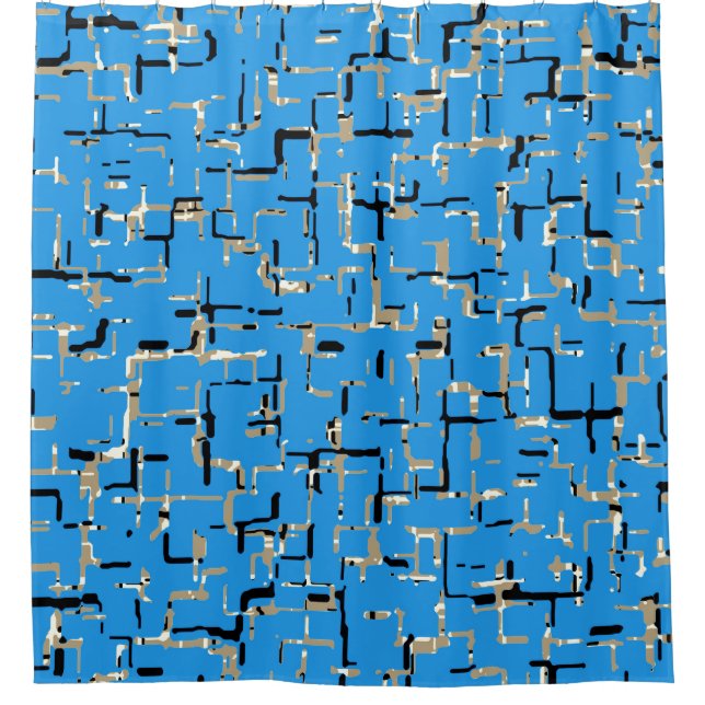 Rideaux De Douche Très Unique Motif de couleur Bleu Beige Noir Blanc (Devant)