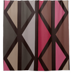 Rideaux De Douche Triangles d'art géométrique rétro Noir Rouge Brown