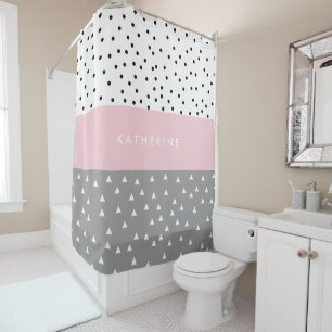 Rideaux De Douche Triangles et points géométriques élégants dans