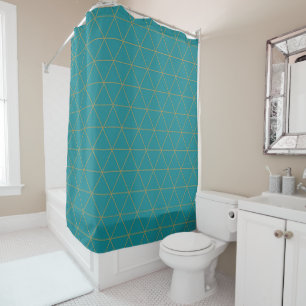 Rideaux De Douche Triangles Géométriques Sarcelle Doré Bohème Glamou
