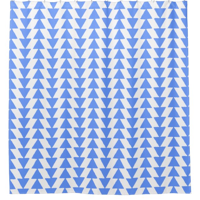 Rideaux De Douche Triangles irréguliers - Bleu bébé sur blanc (Devant)