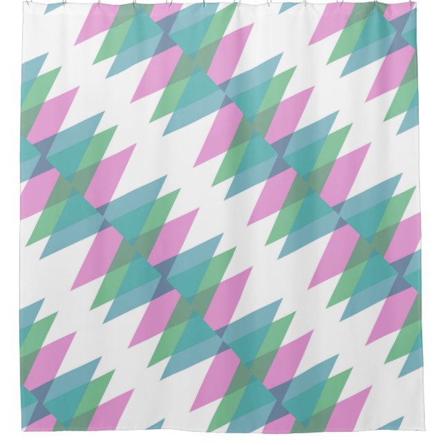 Rideaux De Douche Triangles rose et vert (Devant)
