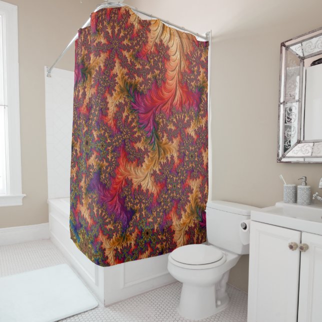 Rideaux De Douche Tripant Branches Abstraites Dazzlantes Fractales (En situation)