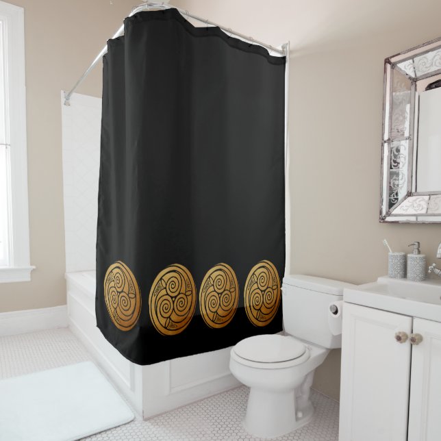 Rideaux De Douche Triple nœud celtique mandala en spirale  (En situation)