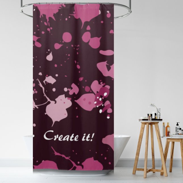 Rideaux De Douche Trippy Violet Pink Paint Splter Drops (Abstract Purple Pink Paint Splatter Splash Drops Shower Curtain)