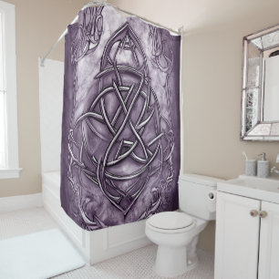 Rideaux De Douche Triquetra Trinity Knot Lavender Purple Faux Métal