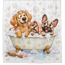 Trois chiens dans la baignoire salle de bain drôle