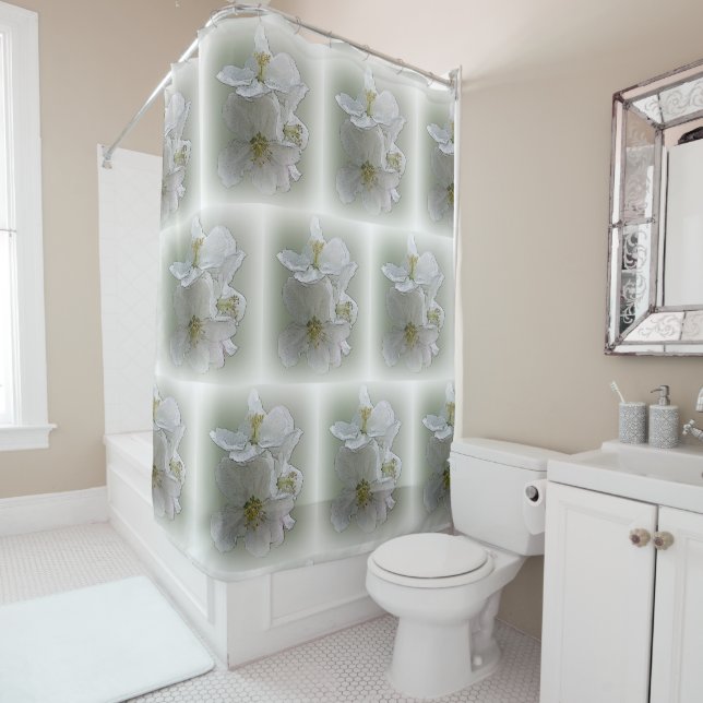 Rideaux De Douche trois fleurs blanches (En situation)