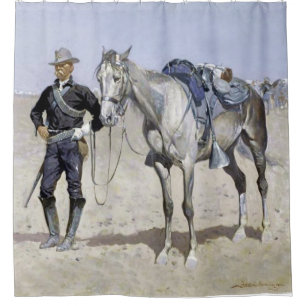 Rideaux De Douche Trooper des Plaines par Frederic Remington