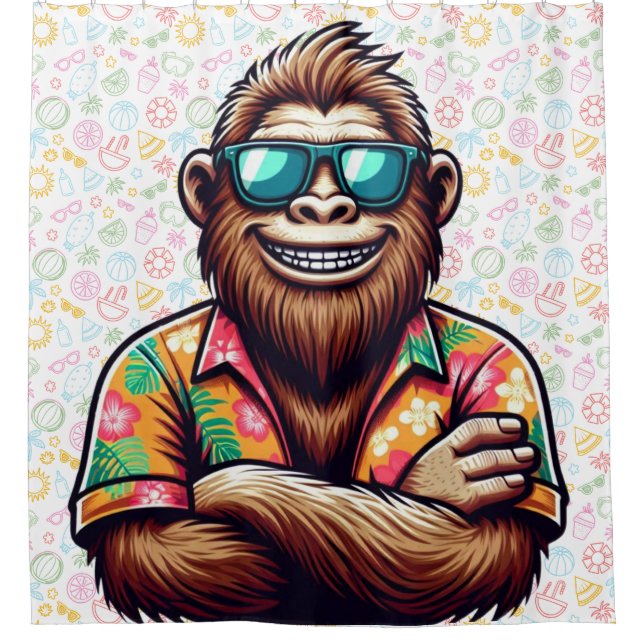 Rideaux De Douche Tropical/beach yeti/bigfoot (Devant)