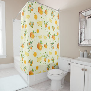 Rideaux De Douche Tropical Citrus SUMMER Orange lemon Slice