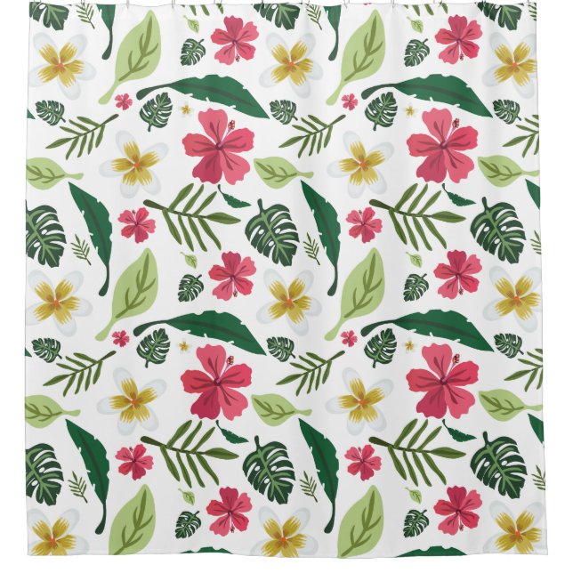 Rideaux De Douche Tropical Floral Shower Curtain (Devant)