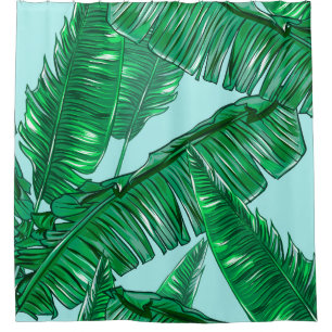 Rideaux De Douche Tropical palm leaves seamless vintage floral patte