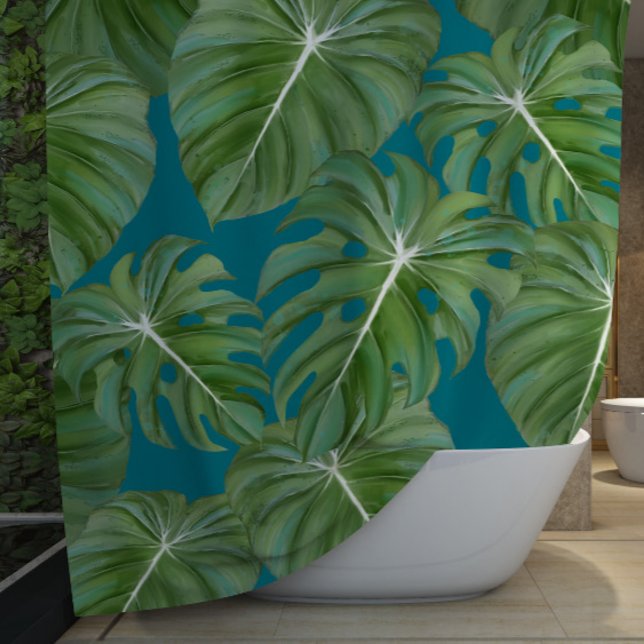 Rideaux De Douche Tropical Philodendron Elephant Oreille Peacock Ble (Créateur téléchargé)