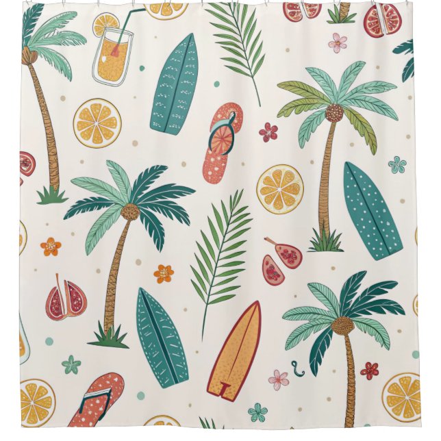 Rideaux De Douche Tropical Summer Beach Pattern (1) (Devant)