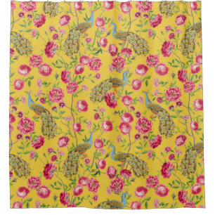 Rideaux De Douche Tropical Vintage Peacock Garden Rococo Chinoiserie