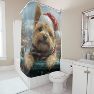 Rideaux De Douche Trottinette de Cairn Terrier Montagnes Russes Noël