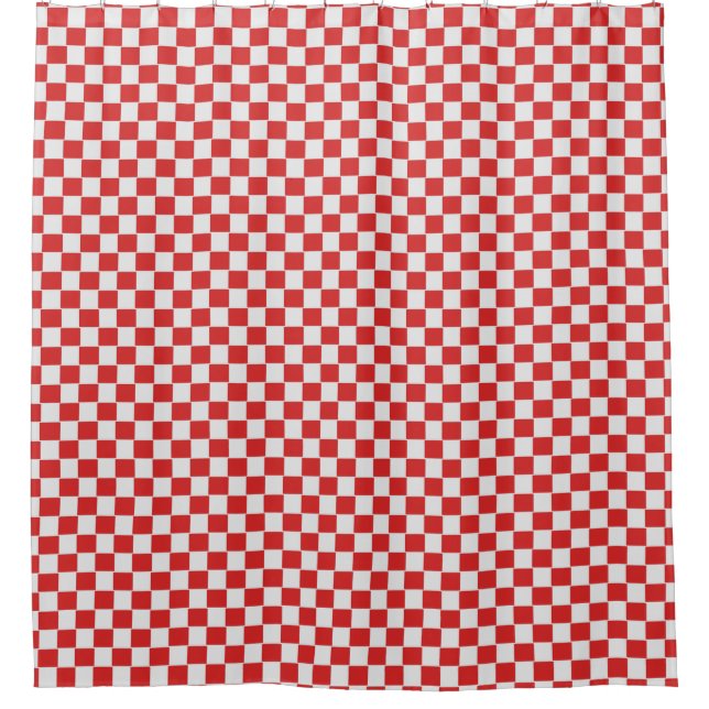 Rideaux De Douche Tuiles rouges et blanches tissées (Devant)