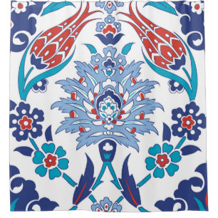 Rideaux De Douche Tuiles turques Iznik : motif vintage.