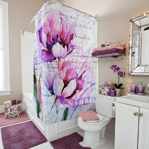 Rideaux De Douche Tulipes aquarelles