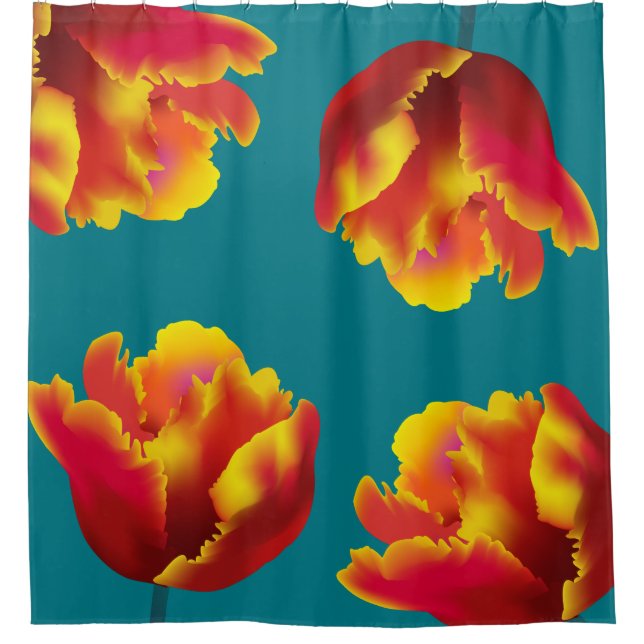 Rideaux De Douche Tulipes de perroquets orange fières (Devant)