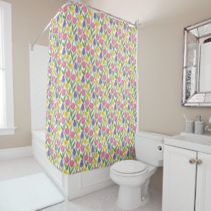 Rideaux De Douche Tulipes, jonquilles, style de coloriage des jacint