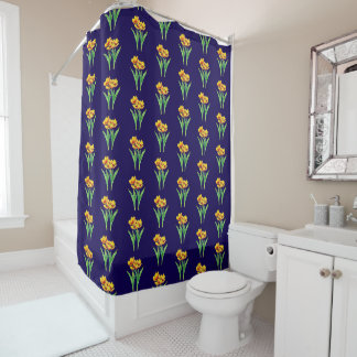 Rideaux De Douche Tulipes sur Bleu
