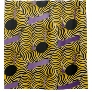 Rideaux De Douche Tunnel abstrait jaune noir violet dégradé