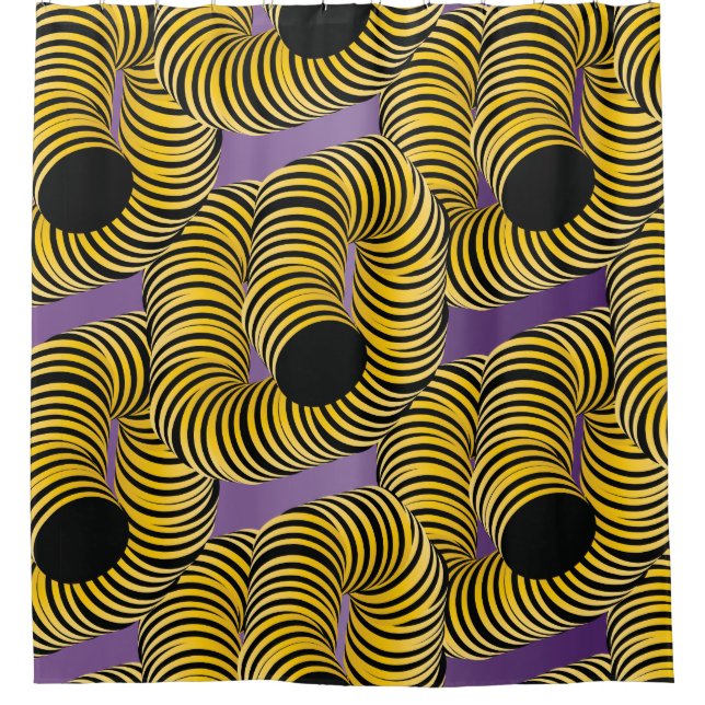 Rideaux De Douche Tunnel abstrait jaune noir violet dégradé (Devant)