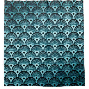 Rideaux De Douche Turquise, art déco, vintage, belle, motif, mignon
