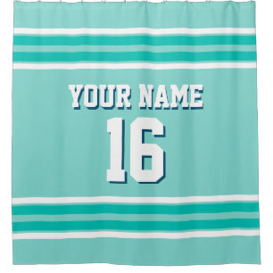 Rideaux De Douche Turquoise Aqua Turquoise White Stripes Sports Jers