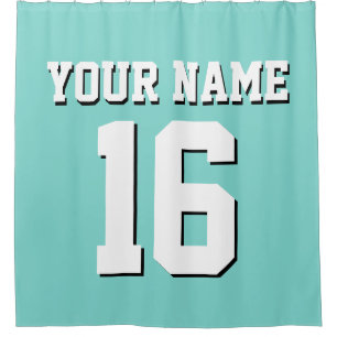 Rideaux De Douche Turquoise Aqua White Sports Jersey Team Jersey