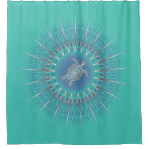 Rideaux De Douche Turquoise argentée Turquoise Mandala