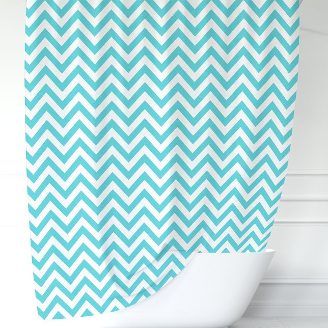Rideaux De Douche Turquoise bleu et blanc Chevron (Créateur téléchargé)