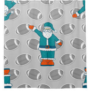 Rideaux De Douche turquoise bleu orange noël santa claus basketball