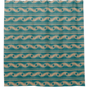 Rideaux De Douche Turquoise et Caramel Spiral Motif géométrique rayo