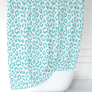 Rideaux De Douche Turquoise et léopard blanc