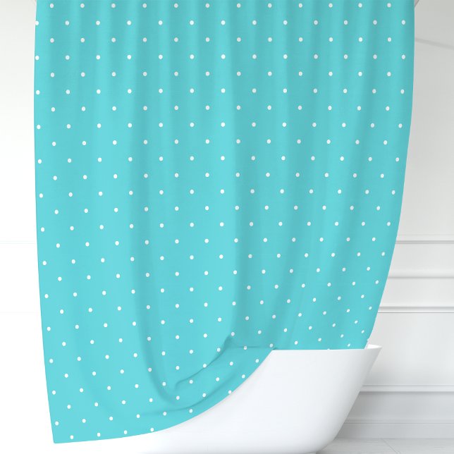 Rideaux De Douche Turquoise et pois blancs (Créateur téléchargé)
