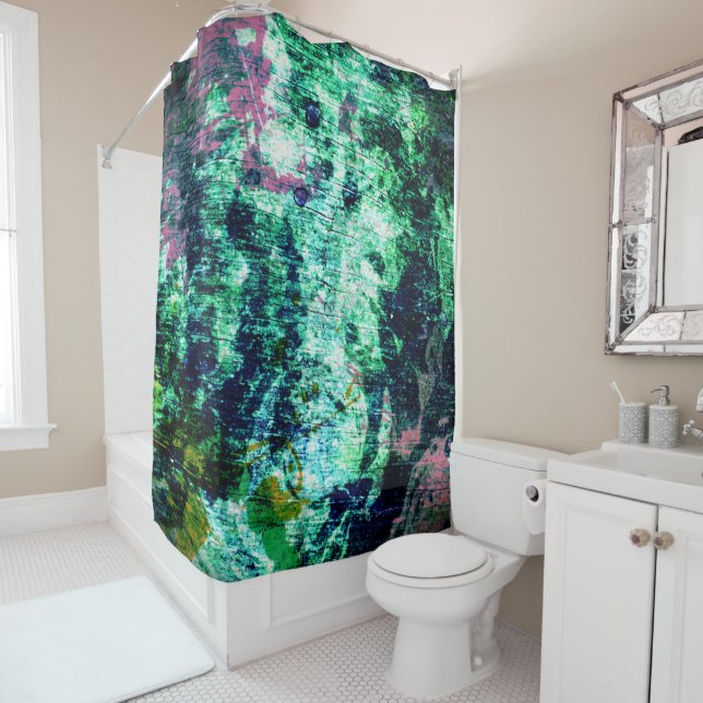 Rideaux De Douche Turquoise Green Beauty Queen Abstrait (En situation)