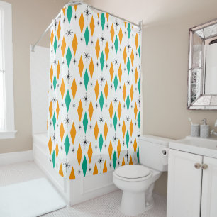 Rideaux De Douche Turquoise moderne d'orange de diamants d'ère de l