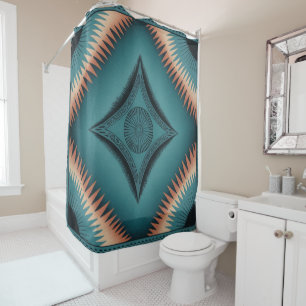 Rideaux De Douche Turquoise Navajo Peach Sunburst Familles Cadeau
