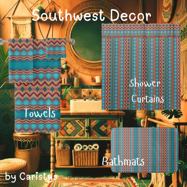 Rideaux De Douche Turquoise, rouille, Brown (Créateur téléchargé)