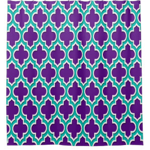 Rideaux De Douche Turquoise violet blanc XL Marocain #4DS