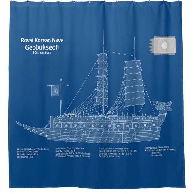 Rideaux De Douche Turtle Ship Geobukseon - Plan d'expédition ABD (Devant)
