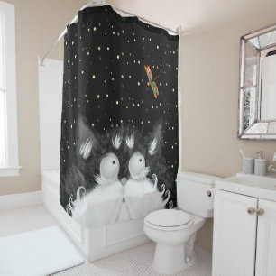 Rideaux De Douche Tuxedo Cat surpris par la libellule