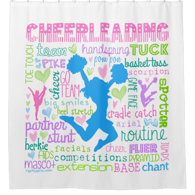 Rideaux De Douche Typographie Cheerleading en pastel de mots (Devant)