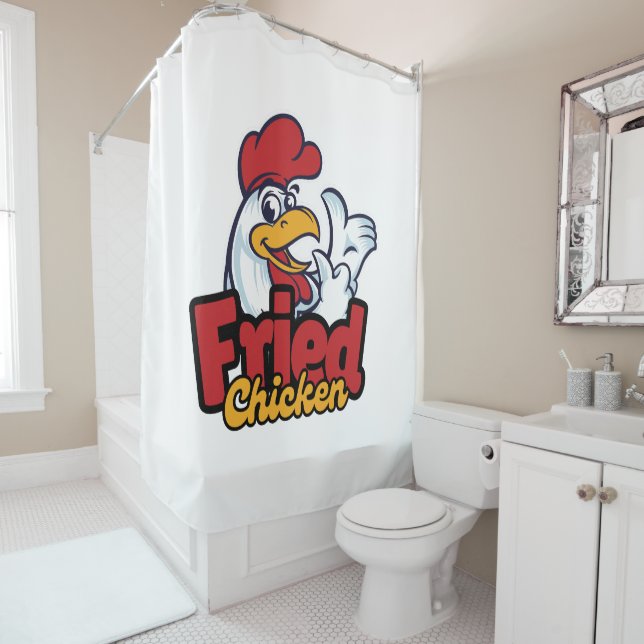 Rideaux De Douche Typographie du poulet (En situation)