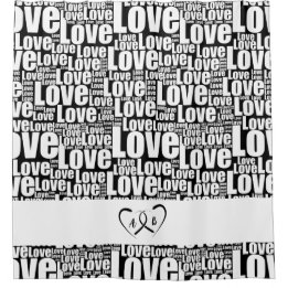 Rideaux De Douche Typographie moderne de l'amour blanc & Coeurs enmê